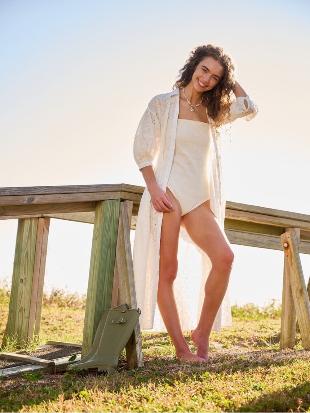 Brooks Ave Penne Cover Up Dress White Eyelet Size Small Nwot — image 4 of 8